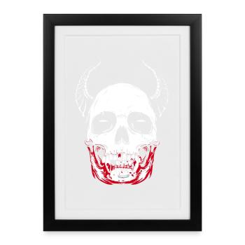 Crâne d'horreur squelette de vampire - Affiche encadrée (27 × 37 cm) - noir - Devant