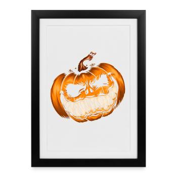 Rire effrayant de citrouille - Affiche encadrée (27 × 37 cm) - noir - Devant