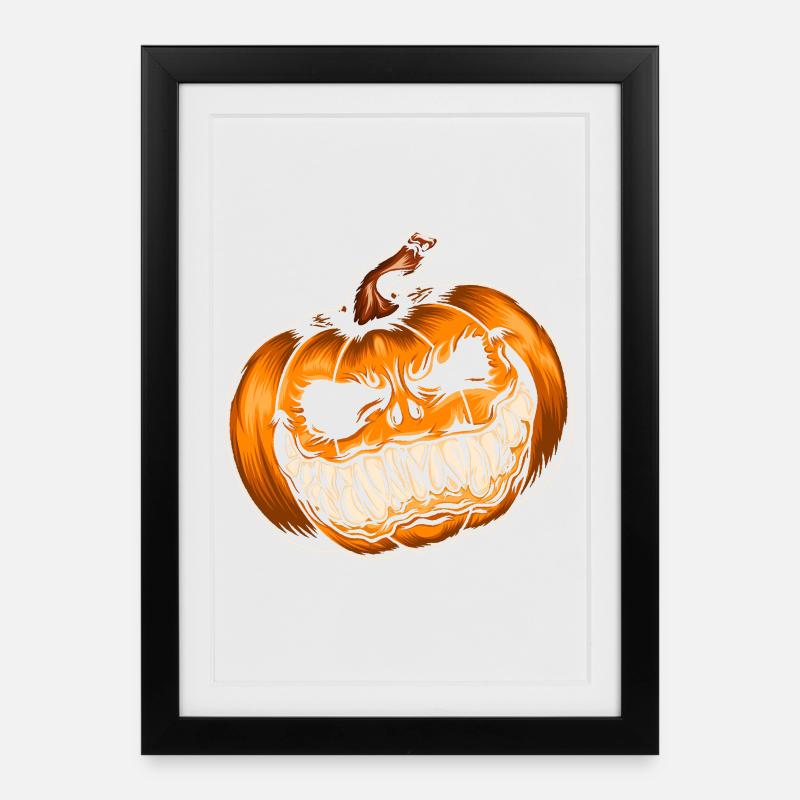 Rire effrayant de citrouille - Affiche encadrée (27 × 37 cm) - noir