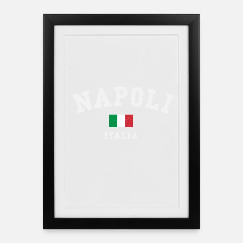 Naples Italie - Affiche encadrée (27 × 37 cm) - noir