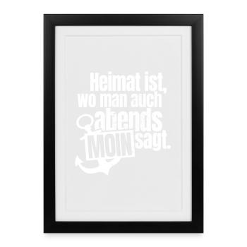 Moin Heimat Ist Wo Man Auch Abends Moin Sagt Anker - Gerahmtes Poster (27 × 37 cm) - Schwarz - Vorne