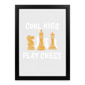 Pièces d'échecs - Affiche encadrée (27 × 37 cm) - noir - Devant