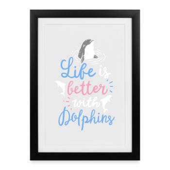 Dolphin - Framed poster (27 × 37 cm) - black - Front