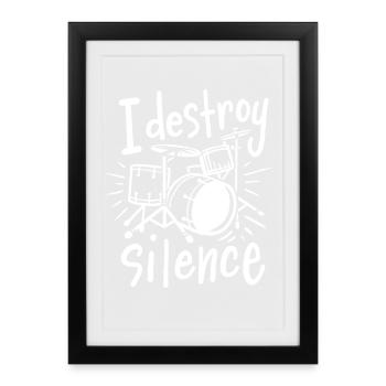 Tambours de batteur - Affiche encadrée (27 × 37 cm) - noir - Devant