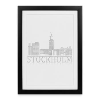 Stockholm Skyline Reflection - Framed poster (27 × 37 cm) - black - Front