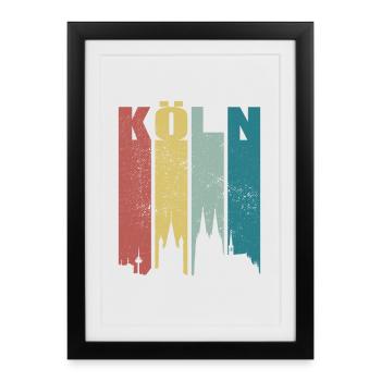 Cologne Skyline Cologne Cathedral Vintage Retro Koelsch Cologne - Framed poster (27 × 37 cm) - black - Front