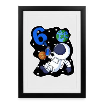 6th birthday astronaut 6 year boy gift - Framed poster (27 × 37 cm) - black - Front