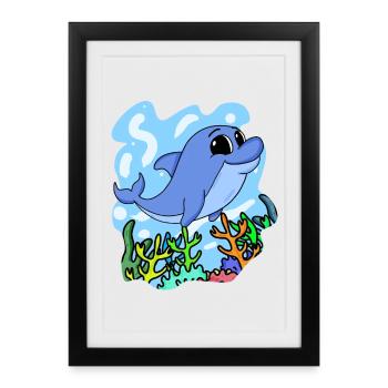 Dauphin - Affiche encadrée (27 × 37 cm) - noir - Devant