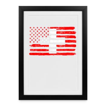 Drapeau des États-Unis Suisse - Affiche encadrée (27 × 37 cm) - noir - Devant