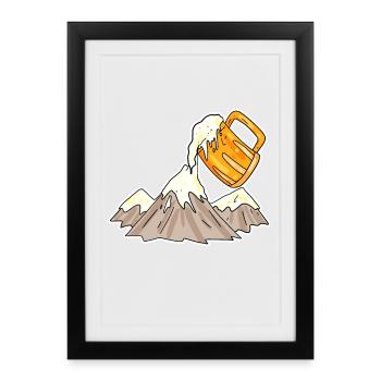Montagnes et bière - Affiche encadrée (27 × 37 cm) - noir - Devant