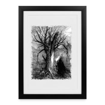 The Wanderer's Shadow by a Dead Tree - Framed poster (27 × 37 cm) - black - Front