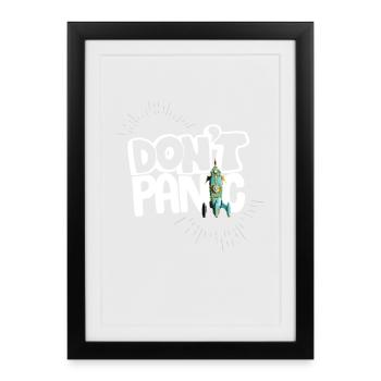 No Fear Panic Saying Comic Rocket Humor Helper - Framed poster (27 × 37 cm) - black - Front