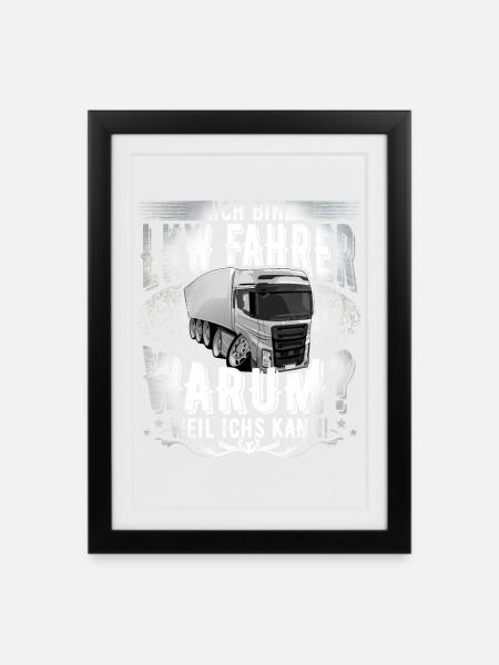 Lkw Fahrer - Gerahmtes Poster (27 × 37 cm) - Schwarz