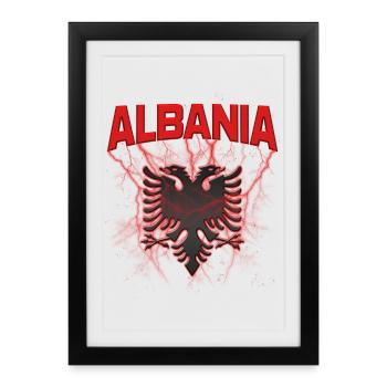 Albanie Aigle albanais - Affiche encadrée (27 × 37 cm) - noir - Devant