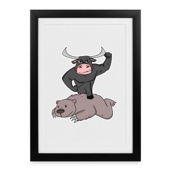 Échange haussier et baissier - Affiche encadrée (27 × 37 cm) - noir - Devant