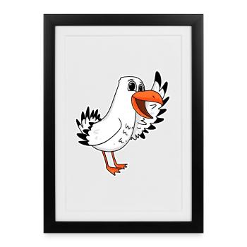 Seagull Seagull Coast Sea Sea - Framed poster (27 × 37 cm) - black - Front