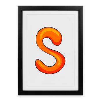 Letter S. - Framed poster (27 × 37 cm) - black - Front