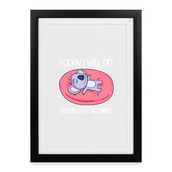 Koala disant drôle paresseux se détendre - Affiche encadrée (27 × 37 cm) - noir - Devant