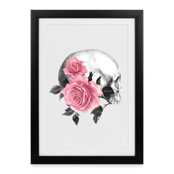 Rose Skull Gothic Design - Affiche encadrée (27 × 37 cm) - noir - Devant
