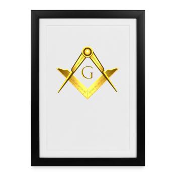 Masonic symbol angle compass gold freemasonry - Framed poster (27 × 37 cm) - black - Front