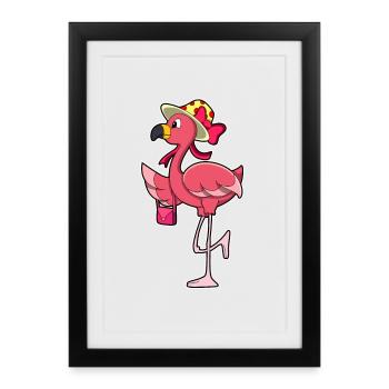 Flamingo Handtasche  - Gerahmtes Poster (27 × 37 cm) - Schwarz - Vorne