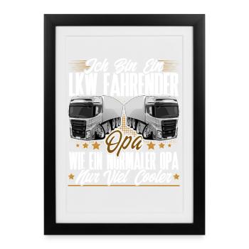 Lkw Fahrer Opa - Gerahmtes Poster (27 × 37 cm) - Schwarz - Vorne