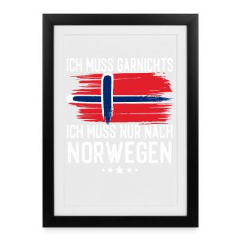 Norwegen - Gerahmtes Poster (27 × 37 cm) - Schwarz - Vorne