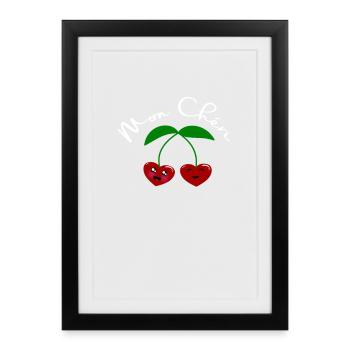 Mon Chéri Cherries dans Love Heart Romance - Affiche encadrée (27 × 37 cm) - noir - Devant
