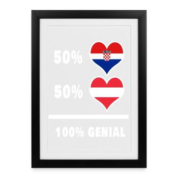 Croatie et Autriche Genial / Gift - Affiche encadrée (27 × 37 cm) - noir - Devant