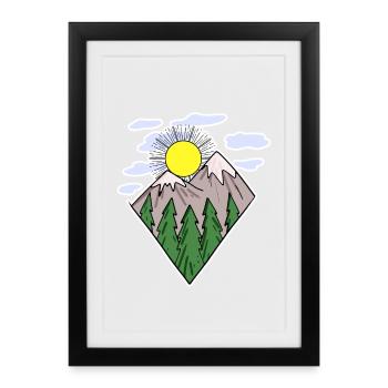 Randonneur en montagne - Affiche encadrée (27 × 37 cm) - noir - Devant