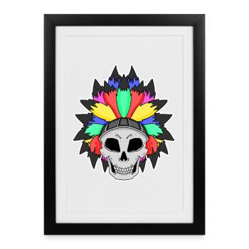 Rainbow skull LGBT - Framed poster (27 × 37 cm) - black - Front