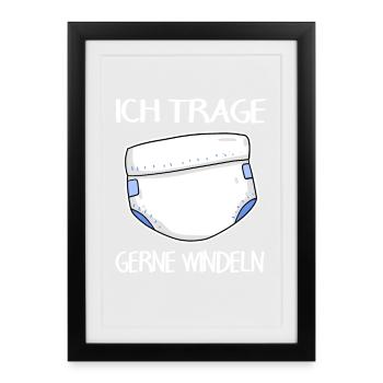 Adult Baby Windel Geschenk - Gerahmtes Poster (27 × 37 cm) - Schwarz - Vorne