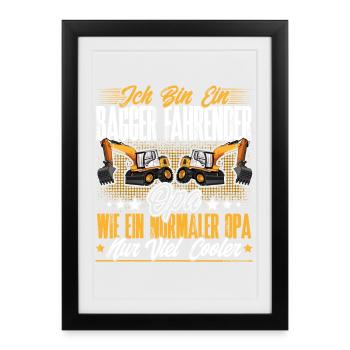 Baggerfahrer Opa - Gerahmtes Poster (27 × 37 cm) - Schwarz - Vorne