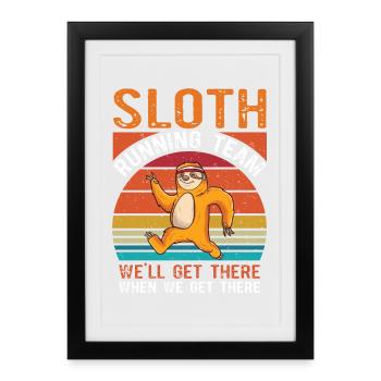Sloth team running jogging - Framed poster (27 × 37 cm) - black - Front