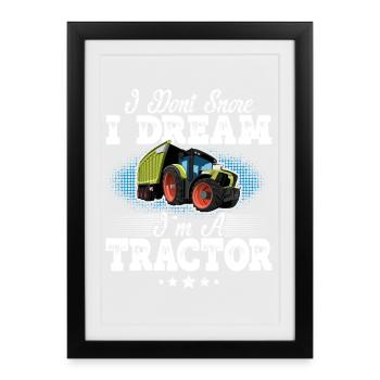 Tracteur ronflement disant drôle - Affiche encadrée (27 × 37 cm) - noir - Devant
