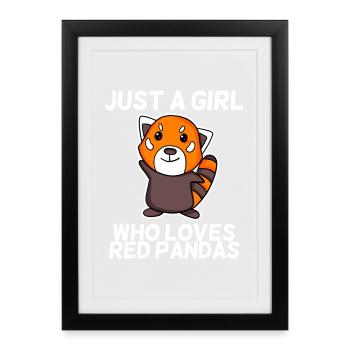 Juste une fille qui aime les pandas rouges - Affiche encadrée (27 × 37 cm) - noir - Devant
