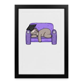 Sloth student funny - Framed poster (27 × 37 cm) - black - Front