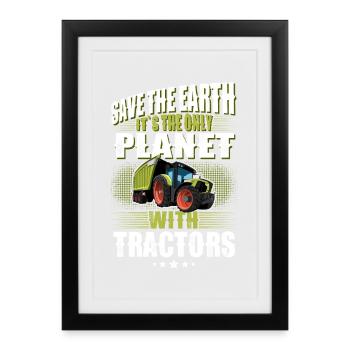 Landwirt Traktor Lustiger Spruch - Gerahmtes Poster (27 × 37 cm) - Schwarz - Vorne
