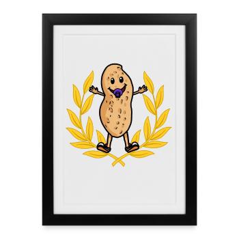 Couronne de laurier bébé cacahuète naissance anniversaire enfants - Affiche encadrée (27 × 37 cm) - noir - Devant