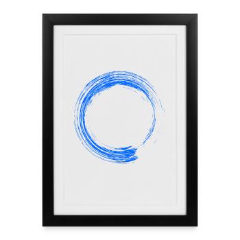 Rond design brosse bleu - Affiche encadrée (27 × 37 cm) - noir - Devant