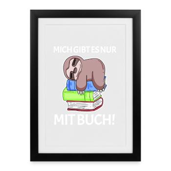 Buch Spruch Bücher lesen Leser Geschenk - Gerahmtes Poster (27 × 37 cm) - Schwarz - Vorne