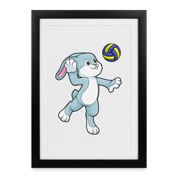 Joueur de volley-ball Bunny Volley-ball - Affiche encadrée (27 × 37 cm) - noir - Devant