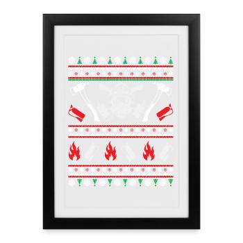 Pompiers Ugly Christmas - Affiche encadrée (27 × 37 cm) - noir - Devant