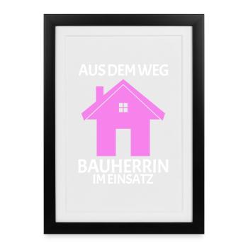 Bauherrin Baumeister Hausbau Partnerlook 2 - Gerahmtes Poster (27 × 37 cm) - Schwarz - Vorne