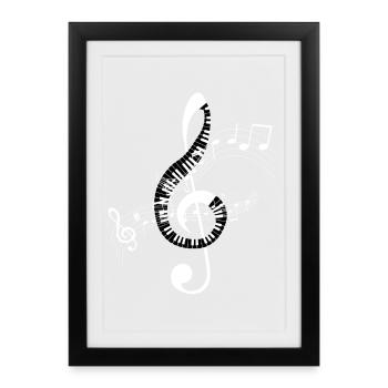 Partition musicale en spirale - Affiche encadrée (27 × 37 cm) - noir - Devant