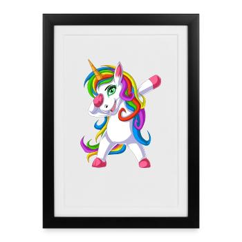 dabbing unicorn - Framed poster (27 × 37 cm) - black - Front