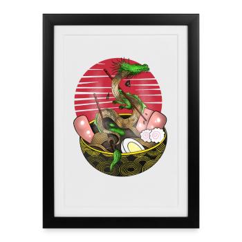 ramen dragon - Affiche encadrée (27 × 37 cm) - noir - Devant