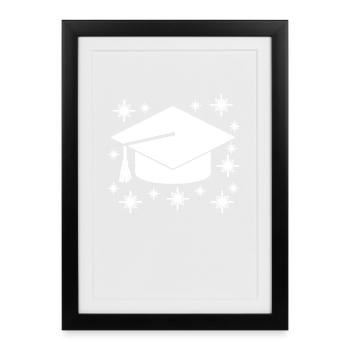 Degree graduation graduate cap - Framed poster (27 × 37 cm) - black - Front