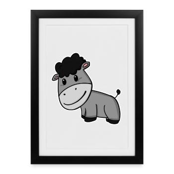 L’âne - Affiche encadrée (27 × 37 cm) - noir - Devant