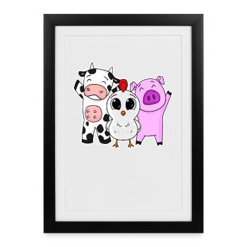 Cute Farm Animals - Framed poster (27 × 37 cm) - black - Front